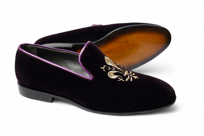 Crafted Leather Classic Black Velvet Loafers Dress Shoes