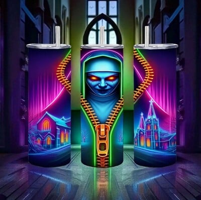 The Nun/Valek Neon Devilish Glow Tumbler | The Conjuring | 20oz Stainless Steel Tumbler | Free Ship