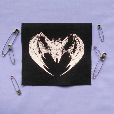 Heart shaped bat goth punk patch