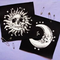 Sun Skull with Stars Goth Punk Horror Patch - Thumbnail 4
