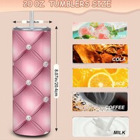 Luxe Pink Tufted Velvet Diamond Pattern 20oz Tumbler | Free Ship - Thumbnail 4