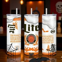 Miller Lite Halloween Tumbler, Funny Beer Can Parody 20oz Skinny Tumbler, Spooky Drinkware, Beer Lover Gift - Thumbnail 1