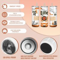 Miller Lite Halloween Tumbler, Funny Beer Can Parody 20oz Skinny Tumbler, Spooky Drinkware, Beer Lover Gift - Thumbnail 2