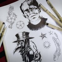 Zombie Frankenstein & Bat Wings Horror Punk Sew-on Patches - Thumbnail 3