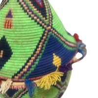 XXL Berber Basket Vintage Handwoven Berber basket Vintage Moroccan Berber Wool Lidded Basket  - Thumbnail 3