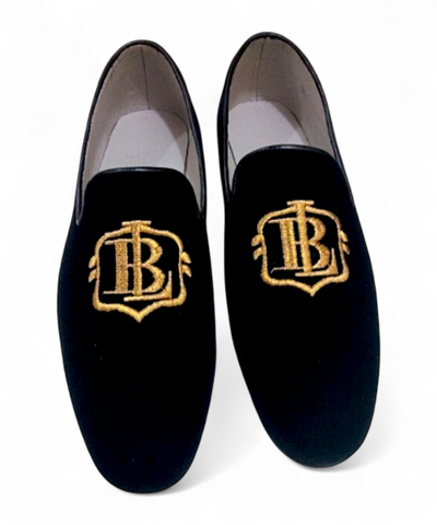 Crafted Leather Classic Black Velvet Loafers Dress Shoes
