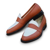 Crafted Leather Brown White Color Moccasin Loafer Slip Ons Genuine Leather Handmade Men Shoes Made By Crafted Leather  - Thumbnail 1