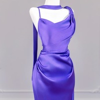 Elegant Purple Satin Strapless Backless Back Prom Dress - Thumbnail 5