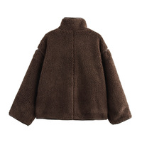 Street fashion loose stand collar contrast color long sleeve jacket - Thumbnail 2