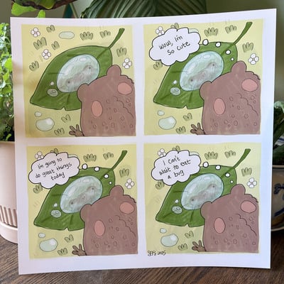 Cute toad comic print