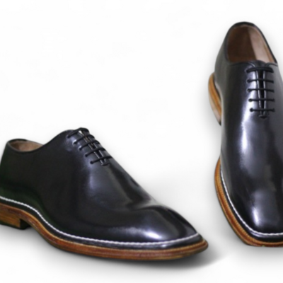 Crafted leather men black classic oxford lace up dress shoes