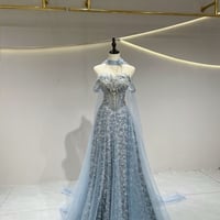Lovely Sliver Strapless Sweetheart Neck A-line Squein Tulle Beading Evening Dress  - Thumbnail 1