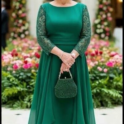 Plus size green chiffon mother of bride /groom dresses evening formal gown 