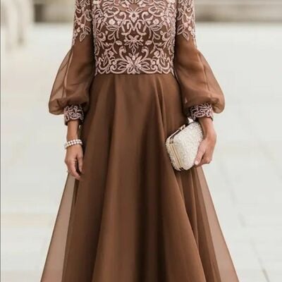 Coffe a line lace mother of bride /groom dresses evening formal gown 