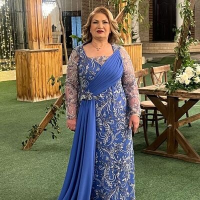 Plus size blue sheath lace mother of bride/groom dress evening formal gowns 