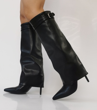 Women's Premium Leather Stiletto Boots - Pointed-Toe Sexy Black Winter Ankle Footwear