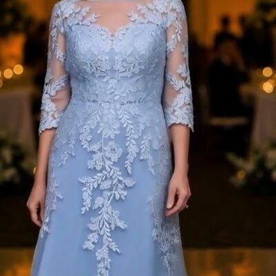 Plus size lace appliques tulle mother of bride/groom dress evening formal gowns 