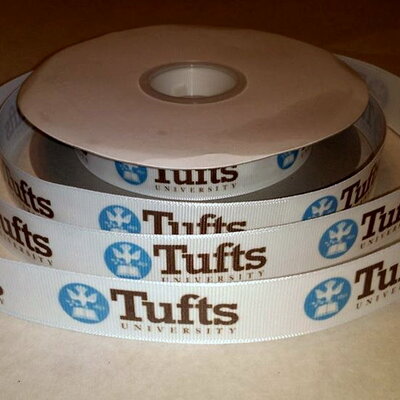 7/8" tuft's university inspired custom printed grosgrain ribbon