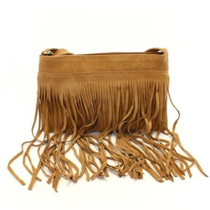 Suede messenger bag with fringe detail 