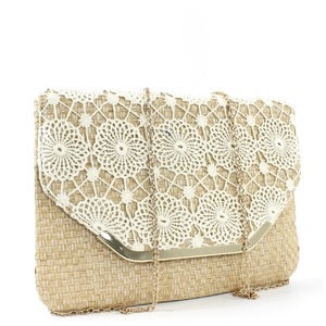 Raffia crochet envelope bag