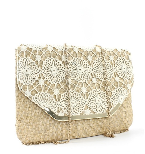 Raffia crochet envelope bag
