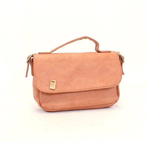 Peach snap closure bag