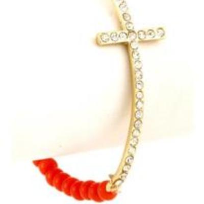 Rhinestone /bead cross bracelet