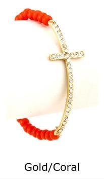 Rhinestone /bead cross bracelet