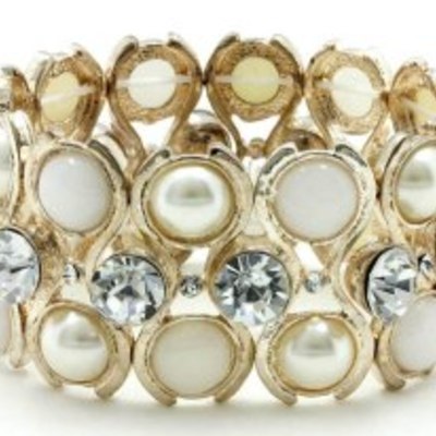 Rhinestone/pearl stretch bracelet