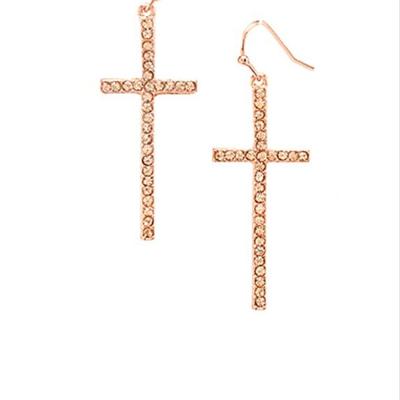 Rhinestone cross earrings