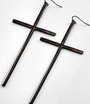 Long cross earring-black