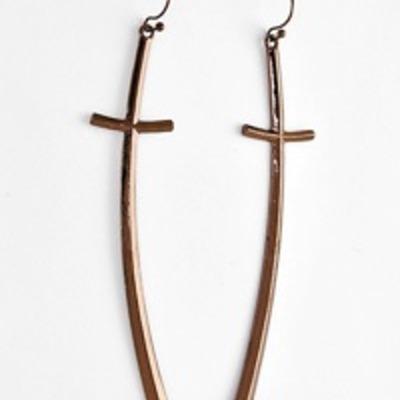 Curvy cross earrings-chocolate