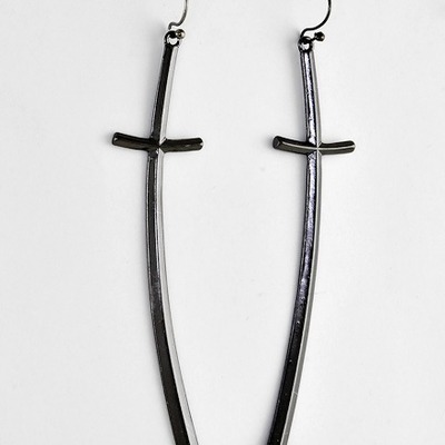 Curvy cross earrings-hermatite