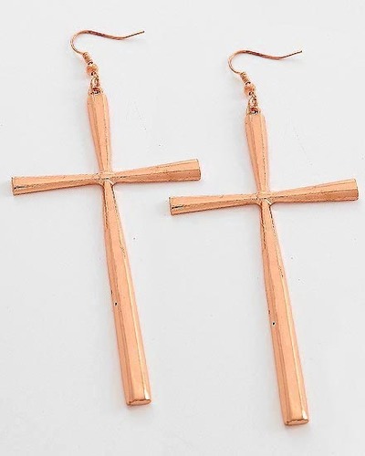 Cross earrings-rose gold