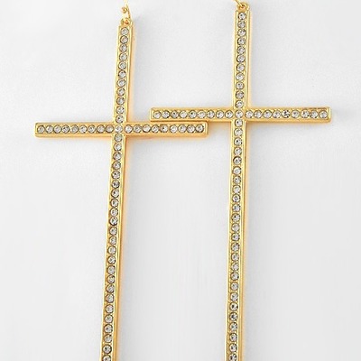 Long cross earrings