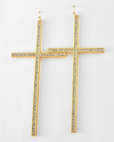 Long cross earrings