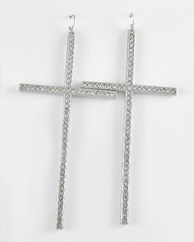Long cross earrings