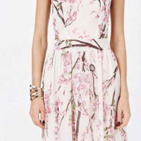 Cherry Blossom Floral Print Backless Maxi Dress - Thumbnail 2