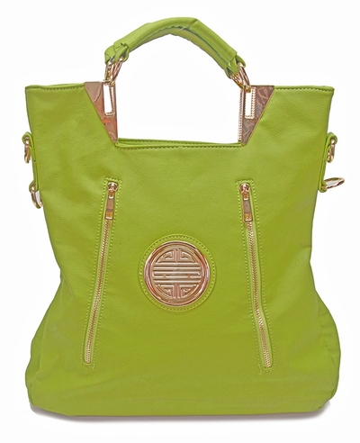 Zipper Front Symbol Handbag