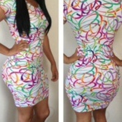 Multi-color swirl bodycon dress