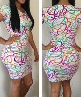 Multi-color Swirl Bodycon Dress