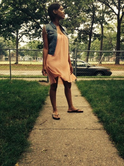 Coral Irregular Summer Dress with Open Back