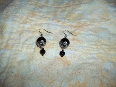 Black glass drop earrings