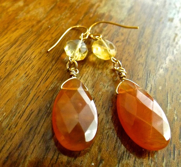 Carnelian and Citrine Earrings