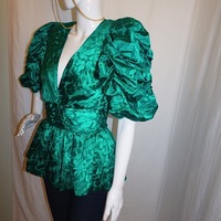 Vintage Saks Fifth Green Ruffle Top, Size S-M - Thumbnail 2