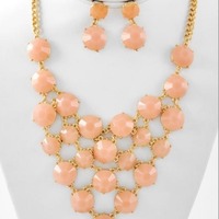 Gold tone turquoise necklace set - Thumbnail 1