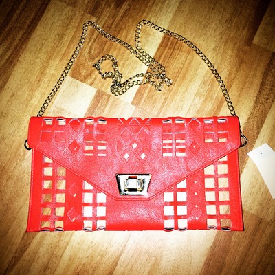 Red cross body clutch 