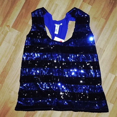Blue sequin tank top