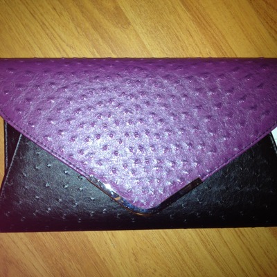 Large purple/black envelope clutch
