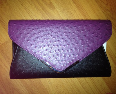Large purple/black envelope clutch